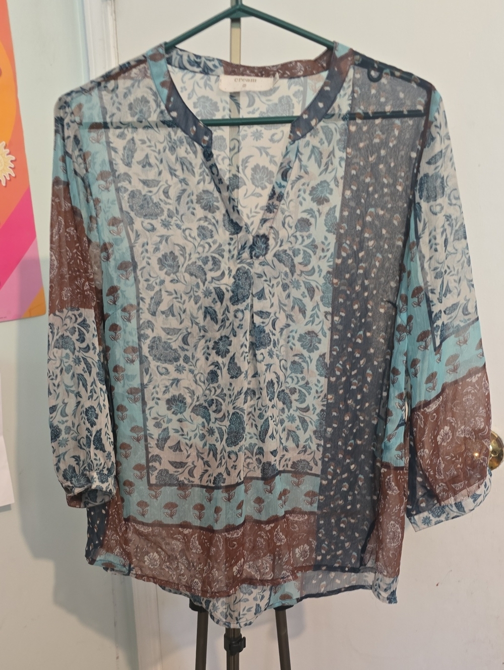 Lightweight Floral Patchwork Blouse 20 Ptp 27 L